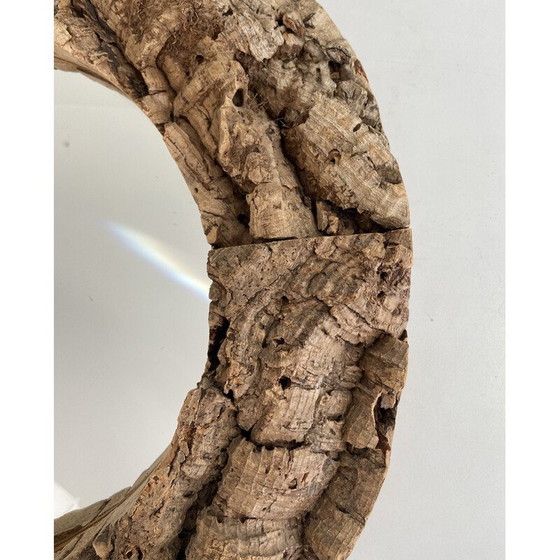 Image 1 of Miroir vintage en liège et bois, 1970