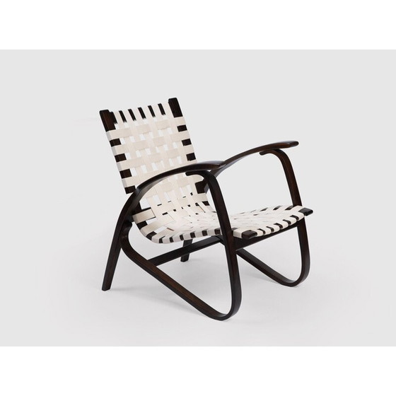 Image 1 of Paire de chaises longues vintage en bois de hêtre et sangles en toile par J. Vanek pour Up Zavody, Tchécoslovaquie 1930