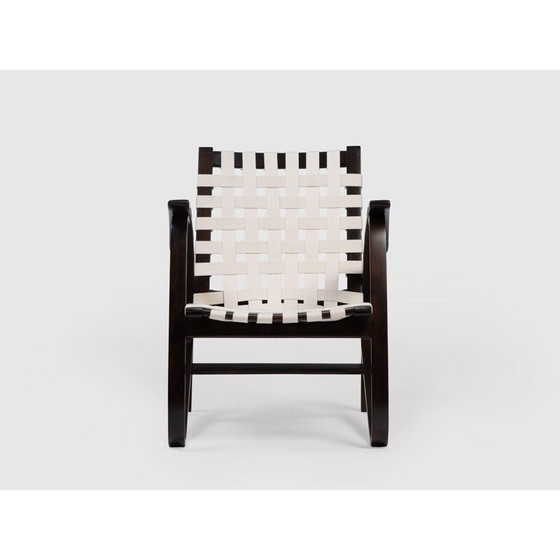 Image 1 of Paire de chaises longues vintage en bois de hêtre et sangles en toile par J. Vanek pour Up Zavody, Tchécoslovaquie 1930