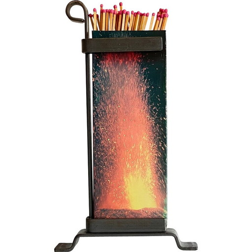 Porte-allumettes vintage en acier pour cheminée
