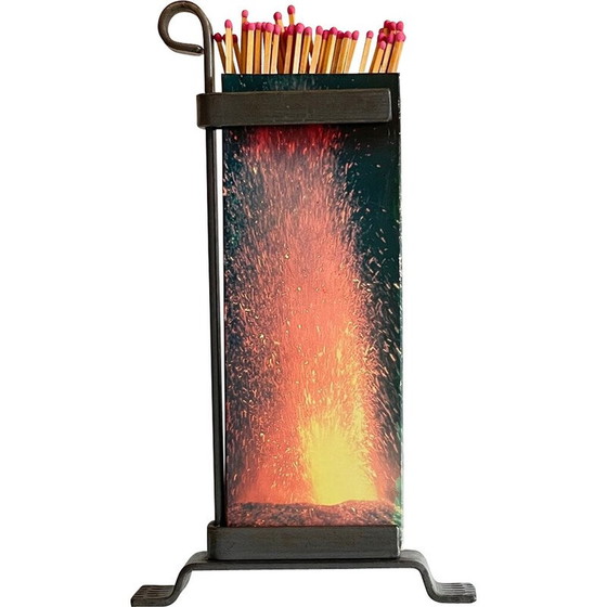 Image 1 of Porte-allumettes vintage en acier pour cheminée