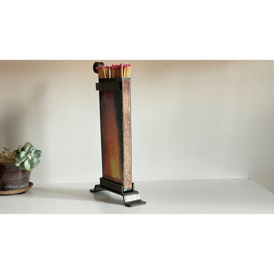 Image 1 of Porte-allumettes vintage en acier pour cheminée