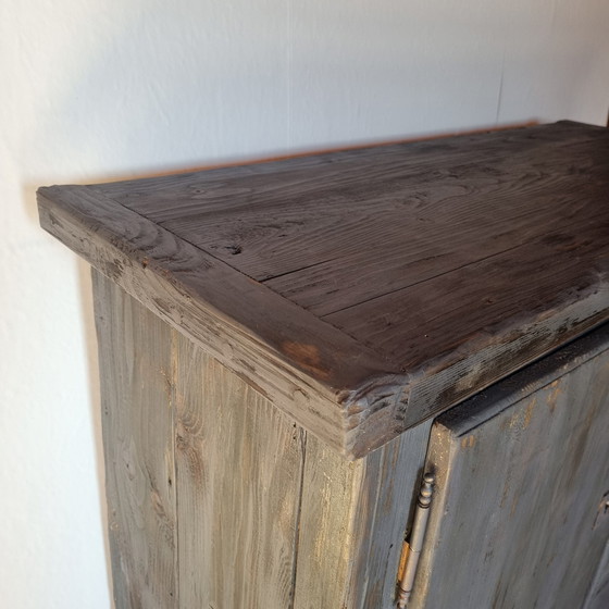 Image 1 of Etabli De Garage Patiné Gris Années 1930 En Pin