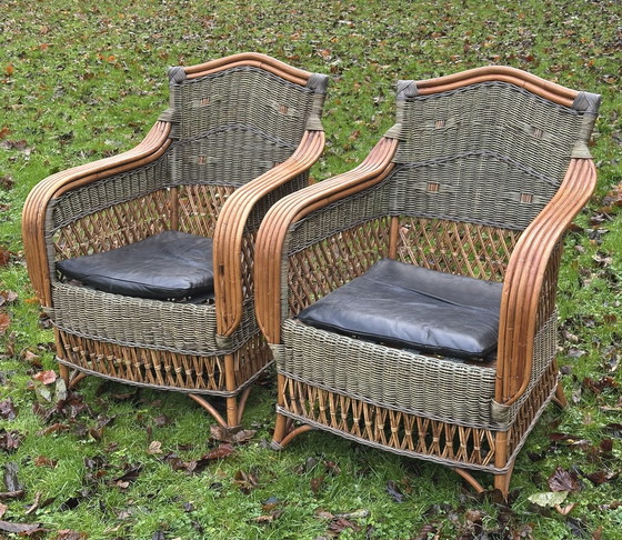 Image 1 of Paire de fauteuils en osier