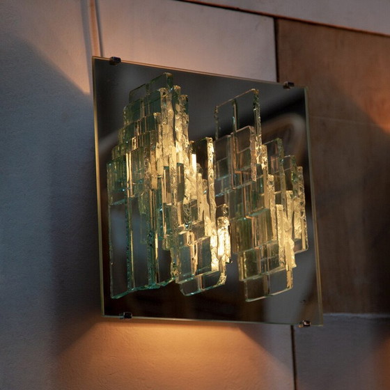 Image 1 of Paire d'appliques en verre miroir vintage C 1715 par Willem Van Oyen pour Raak, Pays-Bas 1968