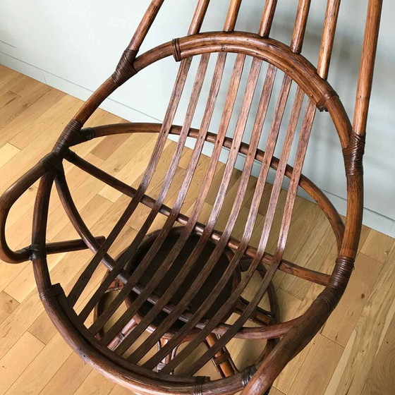 Image 1 of Fauteuil pivotant vintage en bois