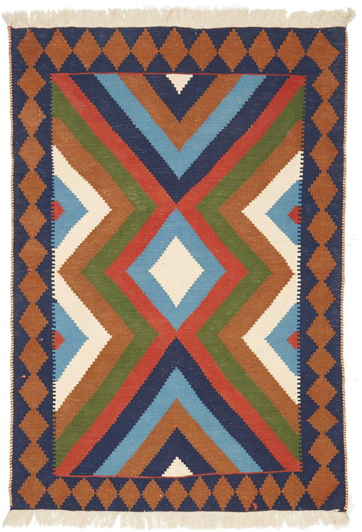 Kilim Perse Kashgaï -Tissé à la main- Pièce de collection- 145 X 100 cm No. 448817