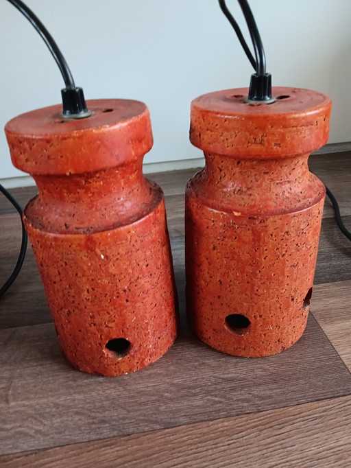 Magnifique lampe suspendue en céramique rétro / vintage / âge de l'espace, datant d'environ 1970