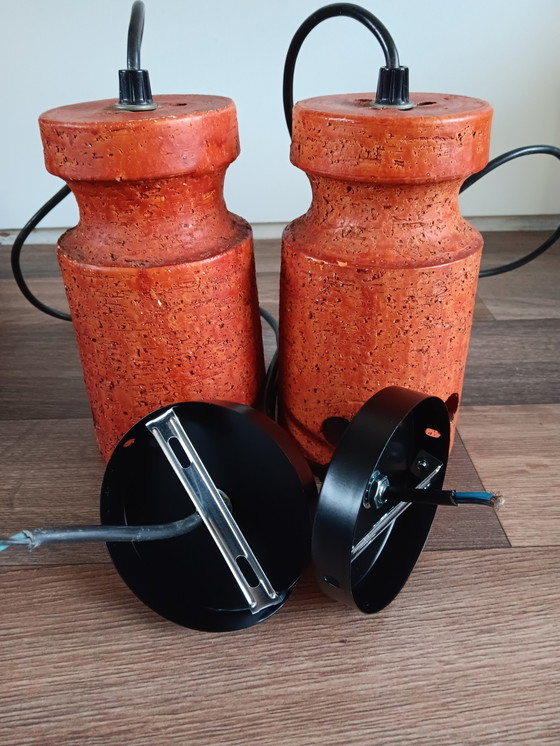 Image 1 of Magnifique lampe suspendue en céramique rétro / vintage / âge de l'espace, datant d'environ 1970