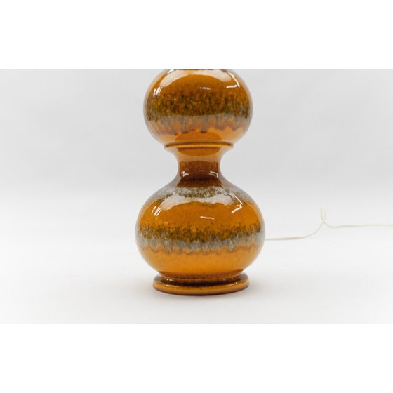 Image 1 of Ensemble de 6 lampes de table vintage en céramique orange, Allemagne 1960