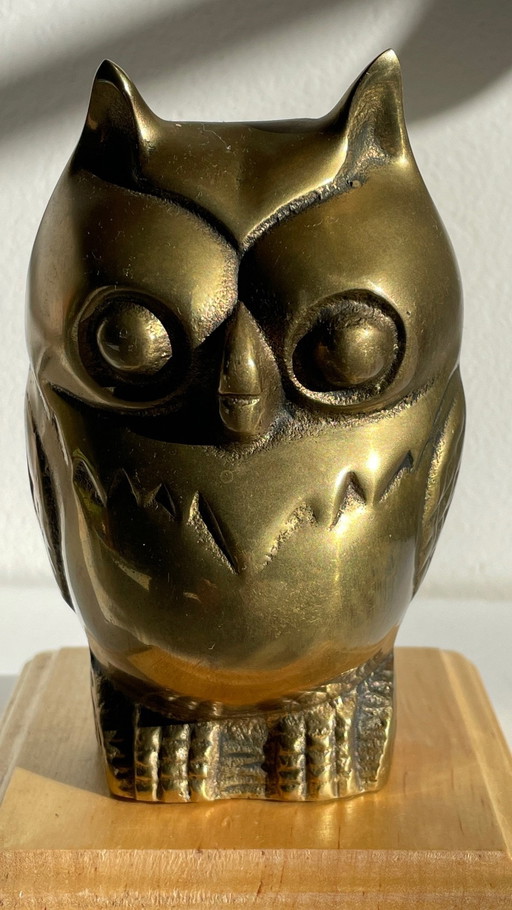 Presse-Papier Ou Objet Deco Hibou Laiton Vintage