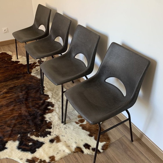 Image 1 of Ensemble de 4 chaises en plastique vintage de Sitting