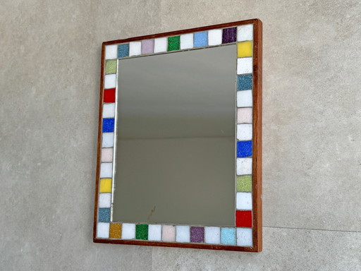 1X Miroir vintage avec bord en mosaïque