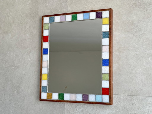 1X Miroir vintage avec bord en mosaïque