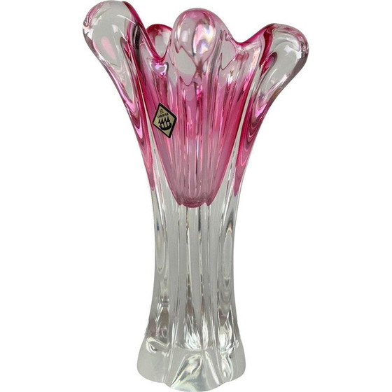 Image 1 of Vase vintage en verre par Josef Hospodka pour Chribska Glasswork, Tchèque 1960