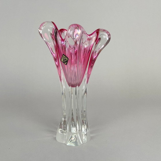 Image 1 of Vase vintage en verre par Josef Hospodka pour Chribska Glasswork, Tchèque 1960