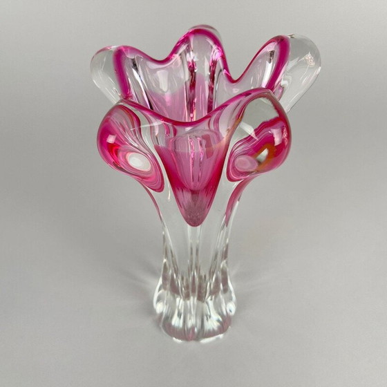 Image 1 of Vase vintage en verre par Josef Hospodka pour Chribska Glasswork, Tchèque 1960