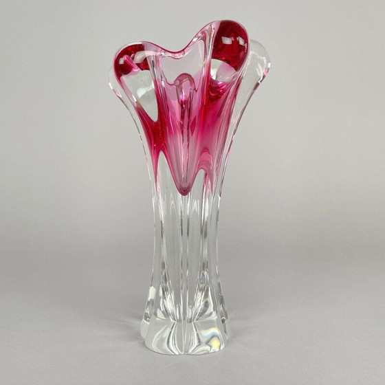 Image 1 of Vase vintage en verre par Josef Hospodka pour Chribska Glasswork, Tchèque 1960