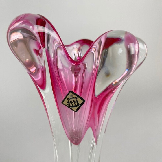 Image 1 of Vase vintage en verre par Josef Hospodka pour Chribska Glasswork, Tchèque 1960
