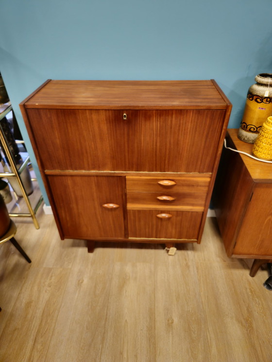 Image 1 of Vintage Secretaire Wall Cabinet Flapboard Chest of Drawers