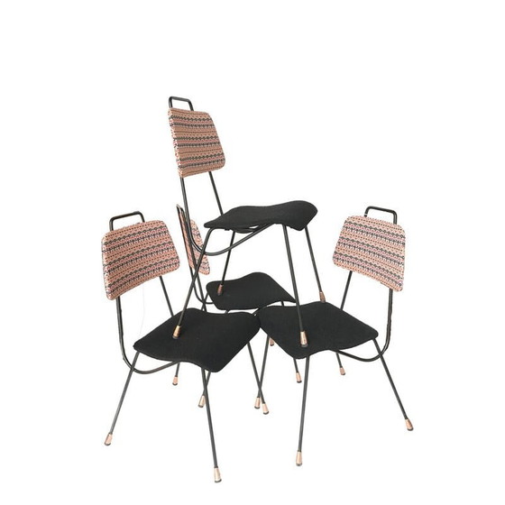 Image 1 of Ensemble de 4 chaises en fil de fer vintage par Hnos Vidal, Espagne 1950s