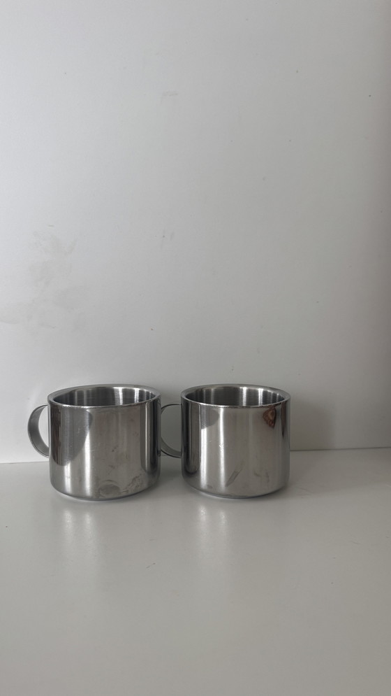 Image 1 of Tasses à café vintage en acier inoxydable