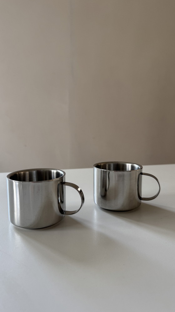 Image 1 of Tasses à café vintage en acier inoxydable