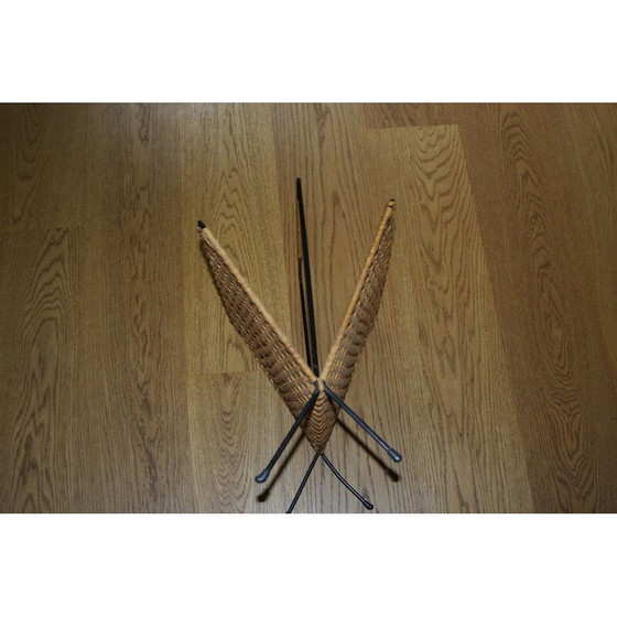 Image 1 of Porte-revues vintage en fer forgé et osier tressé, 1960