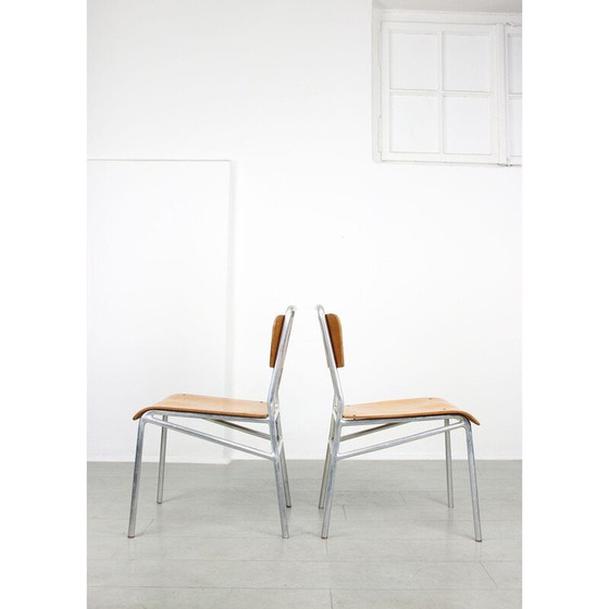 Image 1 of Paire de chaises en contreplaqué et aluminium du Mid Century