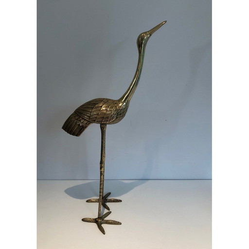 Oiseau stylisé en laiton vintage, 1970