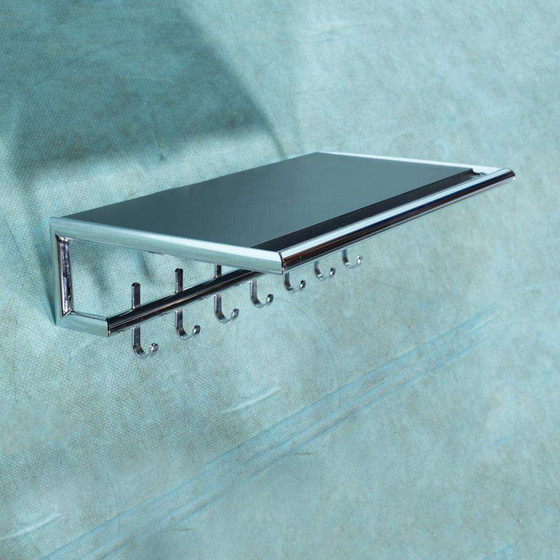 Image 1 of Porte-manteau minimaliste cadre tubulaire chromé 80s memphis coat rack