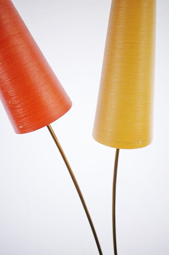 Image 1 of Lampadaire vintage en fibre de verre laiton