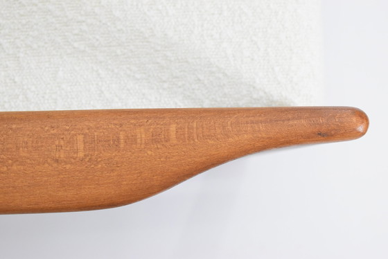 Image 1 of Canapé scandinave deux places, style années 60, teck et bouclé blanc