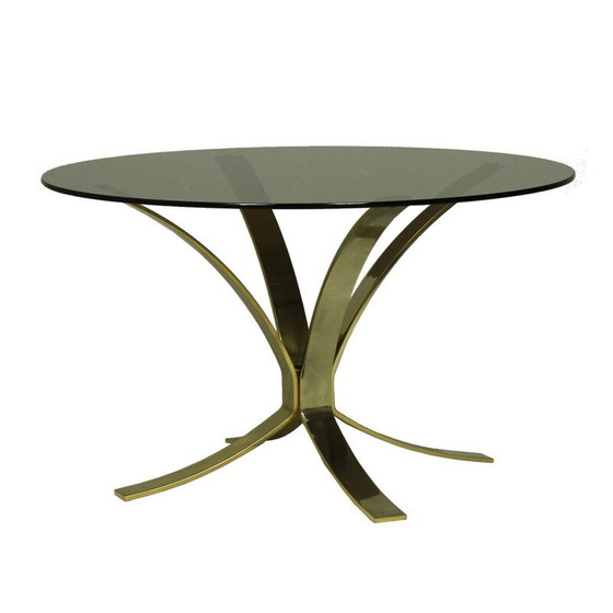 Image 1 of Table basse vintage en verre fumé et acier, Italie 1970