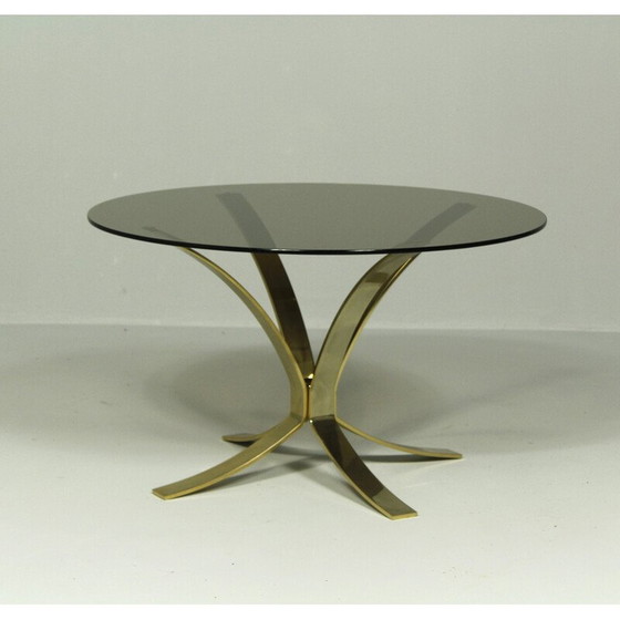 Image 1 of Table basse vintage en verre fumé et acier, Italie 1970