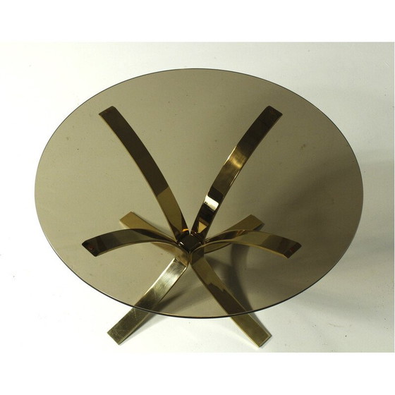 Image 1 of Table basse vintage en verre fumé et acier, Italie 1970