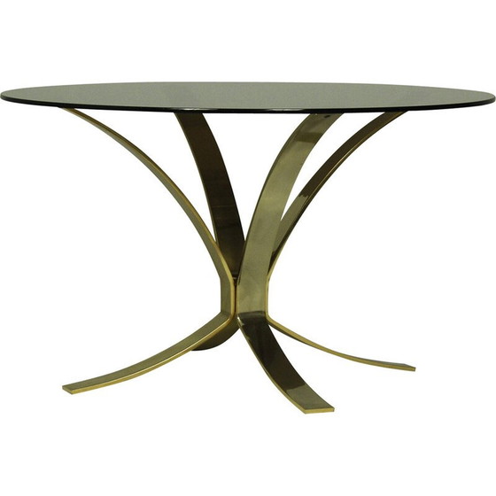 Image 1 of Table basse vintage en verre fumé et acier, Italie 1970