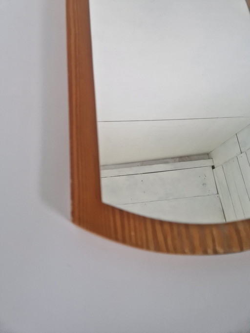 Miroir scandinave vintage en placage de pin
