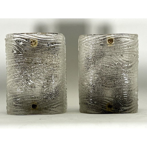 Paire d'appliques vintage en verre de Murano corteccia par Toni Zuccheri pour Venini, Italie 1960