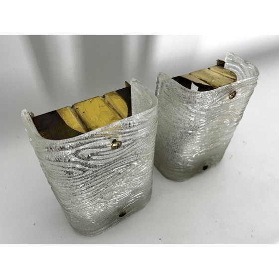Image 1 of Paire d'appliques vintage en verre de Murano corteccia par Toni Zuccheri pour Venini, Italie 1960