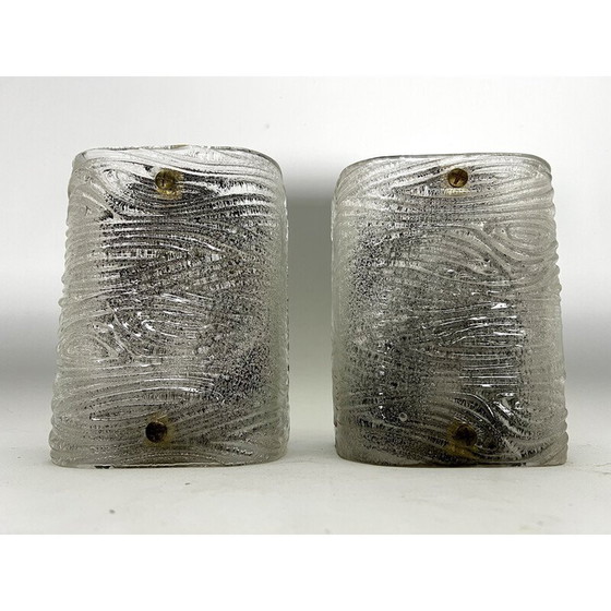 Image 1 of Paire d'appliques vintage en verre de Murano corteccia par Toni Zuccheri pour Venini, Italie 1960
