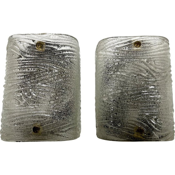 Image 1 of Paire d'appliques vintage en verre de Murano corteccia par Toni Zuccheri pour Venini, Italie 1960