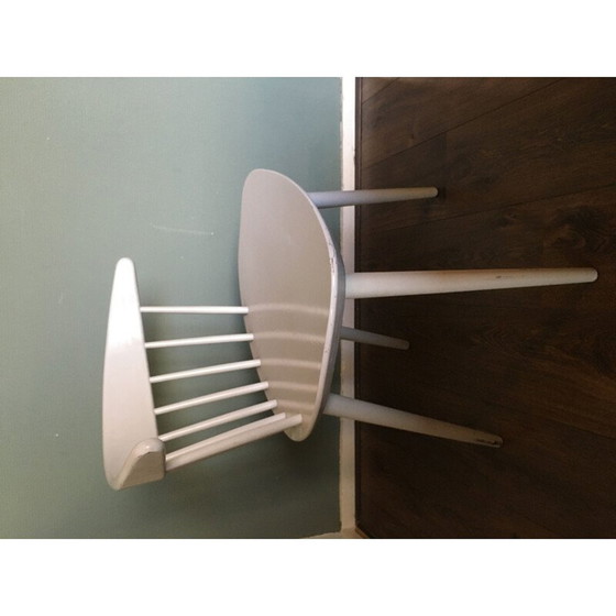 Image 1 of Chaise de salle à manger vintage blanche par Ejvind A. Johansson pour FDB Mobler, Danemark, 1950
