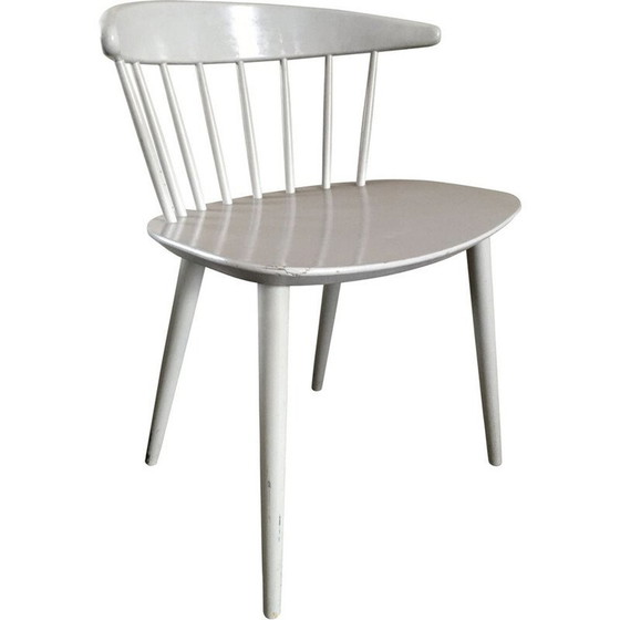 Image 1 of Chaise de salle à manger vintage blanche par Ejvind A. Johansson pour FDB Mobler, Danemark, 1950