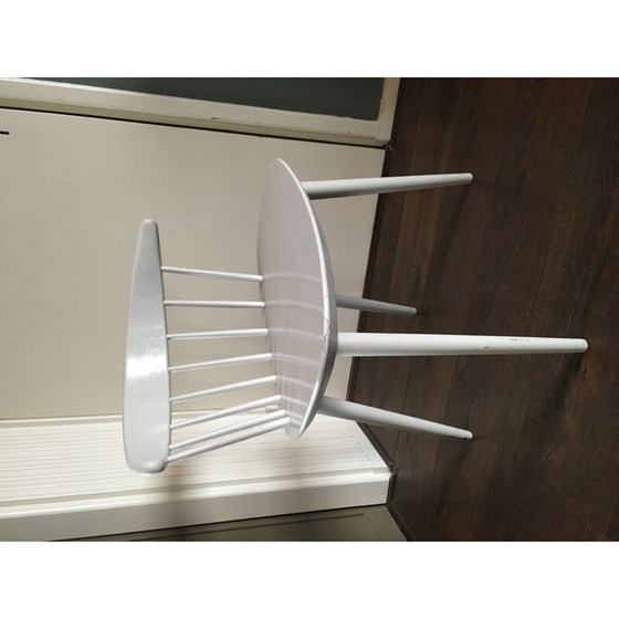 Image 1 of Chaise de salle à manger vintage blanche par Ejvind A. Johansson pour FDB Mobler, Danemark, 1950