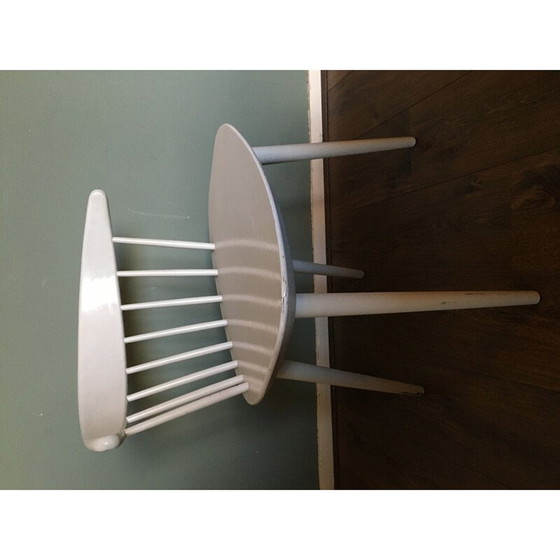 Image 1 of Chaise de salle à manger vintage blanche par Ejvind A. Johansson pour FDB Mobler, Danemark, 1950