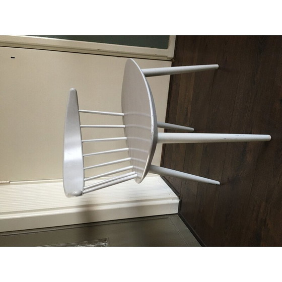 Image 1 of Chaise de salle à manger vintage blanche par Ejvind A. Johansson pour FDB Mobler, Danemark, 1950