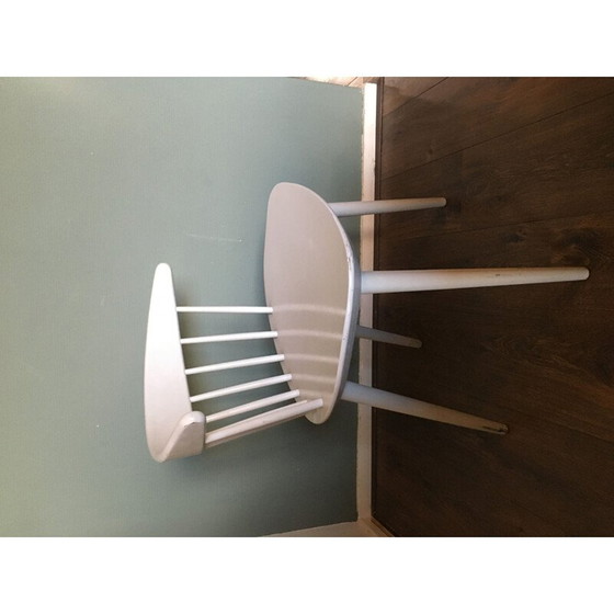 Image 1 of Chaise de salle à manger vintage blanche par Ejvind A. Johansson pour FDB Mobler, Danemark, 1950