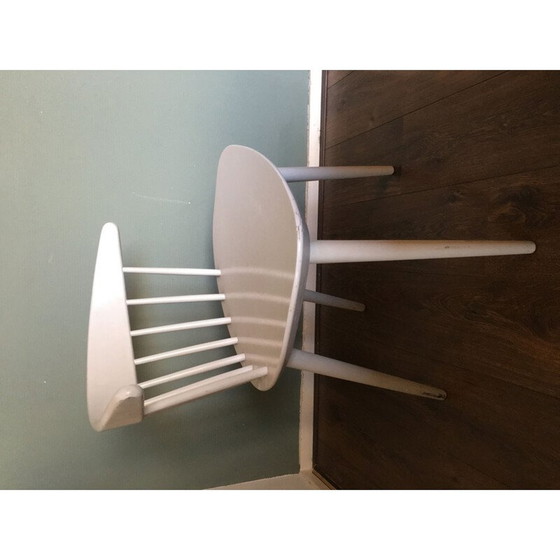 Image 1 of Chaise de salle à manger vintage blanche par Ejvind A. Johansson pour FDB Mobler, Danemark, 1950