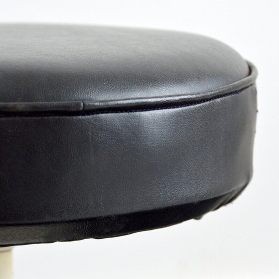 Image 1 of Tabouret vintage en cuir brun et fonte d'aluminium, 1970
